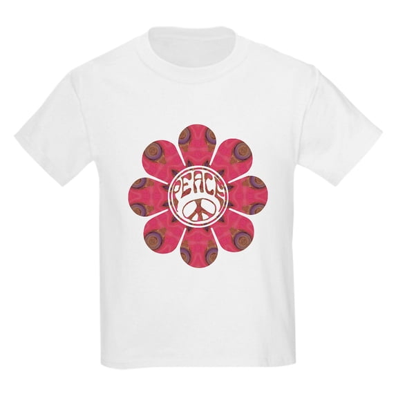 CafePress - Peace Flower Affection Kids Light T Shirt - Light T-Shirt Kids XS-XL