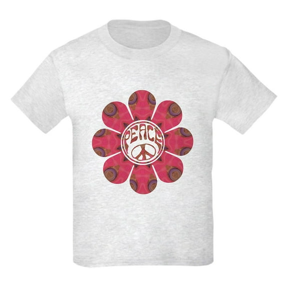CafePress - Peace Flower Affection Kids Light T Shirt - Light T-Shirt Kids XS-XL