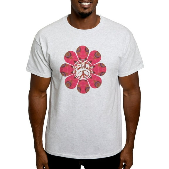 CafePress - Peace Flower Affection Light T Shirt - Men's Classic Graphic T-Shirt