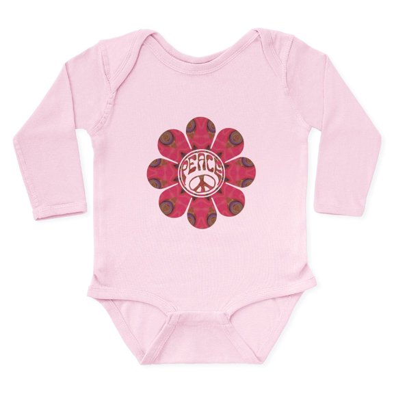 CafePress - Peace Flower Affection Long Sleeve Infant Bodysu - Long Sleeve Cotton Baby Bodysuit