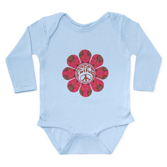 CafePress - Peace Flower Affection Long Sleeve Infant Bodysu - Long Sleeve Cotton Baby Bodysuit