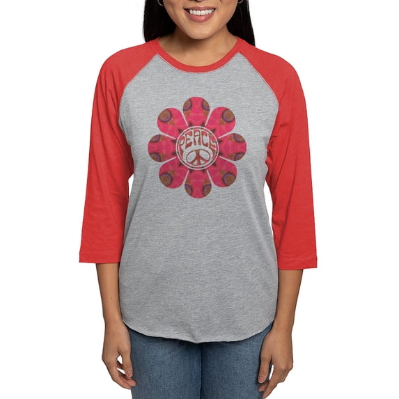 CafePress - Peace Flower Affection Long Sleeve T Shirt - Womens Baseball Tee