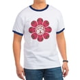 thumbnail image 1 of CafePress - Peace Flower Affection Ringer T - 100% Cotton Ringed T-Shirt, 1 of 4
