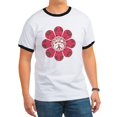 thumbnail image 1 of CafePress - Peace Flower Affection Ringer T - 100% Cotton Ringed T-Shirt, 1 of 4