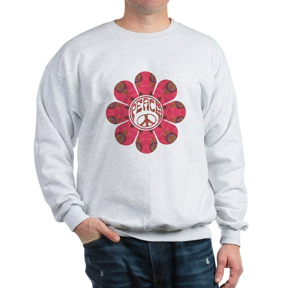 CafePress - Peace Flower Affection Sweatshirt - Crew Neck Sweatshirt