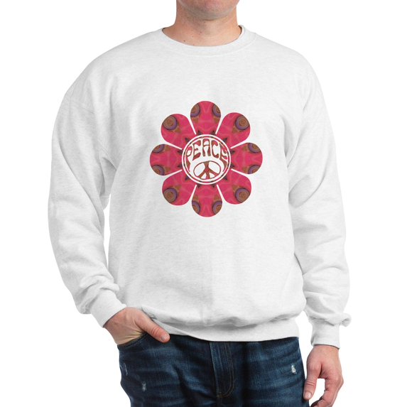 CafePress - Peace Flower Affection Sweatshirt - Crew Neck Sweatshirt