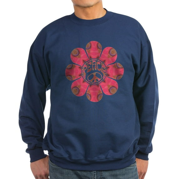CafePress - Peace Flower Affection Sweatshirt (Dark) - Classic Crew Neck Sweatshirt