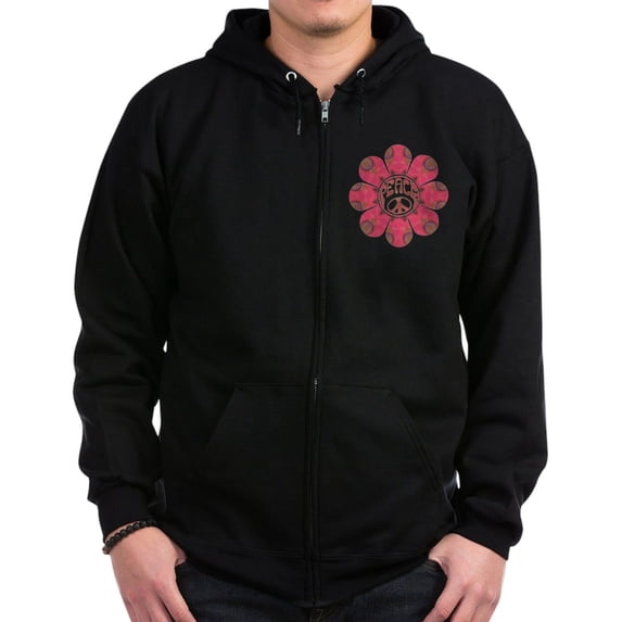 CafePress - Peace Flower Affection Zip Hoodie (Dark) - Zip Hoodie, Classic Hooded Sweatshirt with Metal Zipper