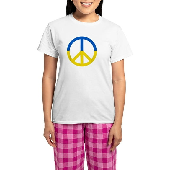 CafePress - Peace For Ukraine Lover I Stand With Ukrai Pajamas - Women's Short Sleeve Print T-Shirt and Pants Light Cotton Pajama Set
