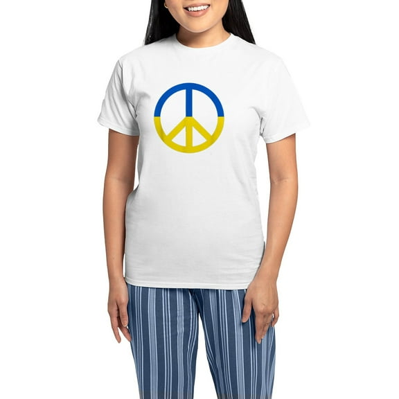 CafePress - Peace For Ukraine Lover I Stand With Ukrai Pajamas - Women's Short Sleeve Print T-Shirt and Pants Light Cotton Pajama Set