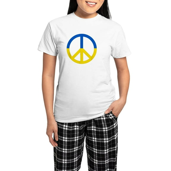 CafePress - Peace For Ukraine Lover I Stand With Ukrai Pajamas - Women's Short Sleeve Print T-Shirt and Pants Light Cotton Pajama Set