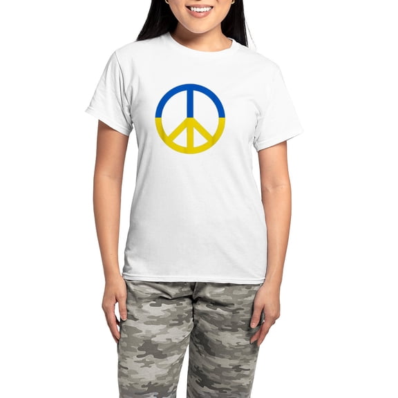 CafePress - Peace For Ukraine Lover I Stand With Ukrai Pajamas - Women's Short Sleeve Print T-Shirt and Pants Light Cotton Pajama Set