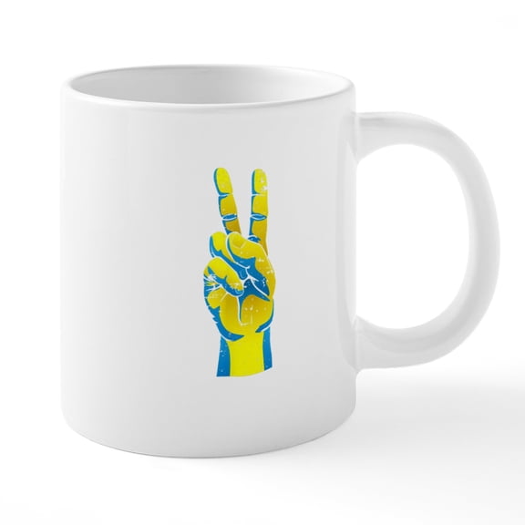 CafePress - Peace For Ukraine Ukrainian Hand Peace Sign D Mugs - 20 Oz White Ceramic Mega Mug