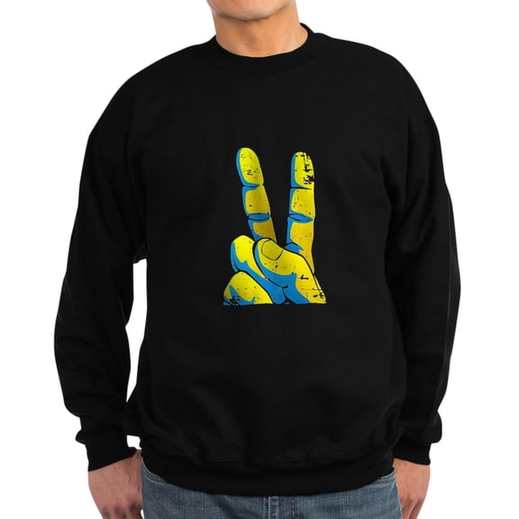 CafePress - Peace For Ukraine Ukrainian Hand Peace Sweatshirt - Classic Crew Neck Sweatshirt