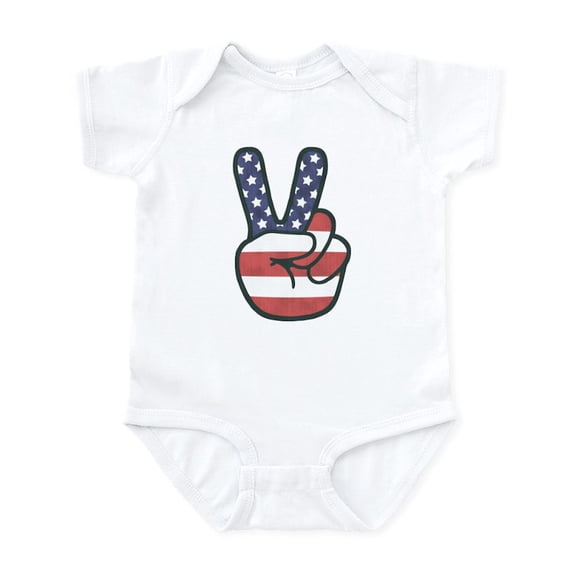 CafePress - Peace Hand Infant Bodysuit - Baby Light Bodysuit, Size Newborn - 24 Months
