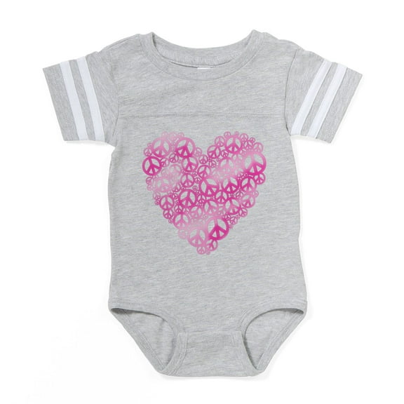 CafePress - Peace Hear_Pkt - Cute Infant Baby Football Bodysuit