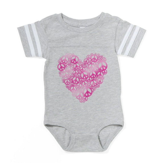 CafePress - Peace Hear_Pkt - Cute Infant Baby Football Bodysuit