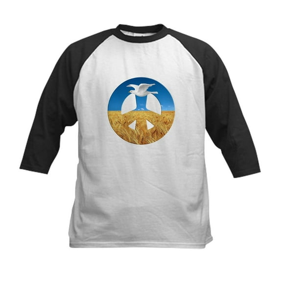 CafePress - Peace In Ukraine Kids Baseball T Shirt - Kids Cotton Baseball Jersey, 3/4 Sleeve Shirt