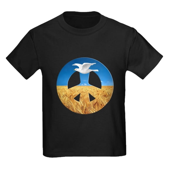CafePress - Peace In Ukraine Kids T Shirt - Dark T-Shirt Kids XS-XL