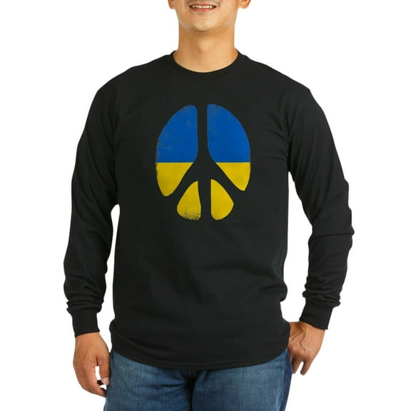 CafePress - Peace In Ukraine Long Sleeve T Shirt - Long Sleeve Dark T-Shirt