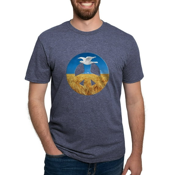 CafePress - Peace In Ukraine Men's Deluxe T Shirt - Mens Tri-blend T-Shirt