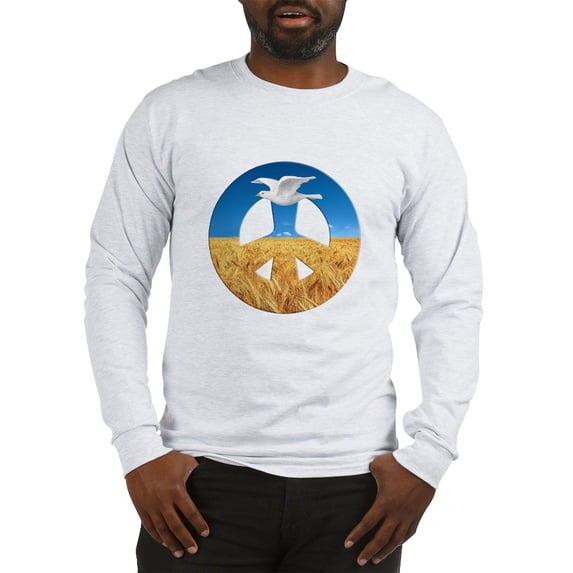 CafePress - Peace In Ukraine Men's Long Sleeve T Shirt - Unisex Cotton Long Sleeve T-Shirt