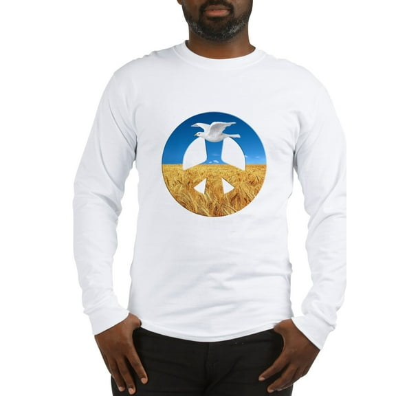 CafePress - Peace In Ukraine Men's Long Sleeve T Shirt - Unisex Cotton Long Sleeve T-Shirt