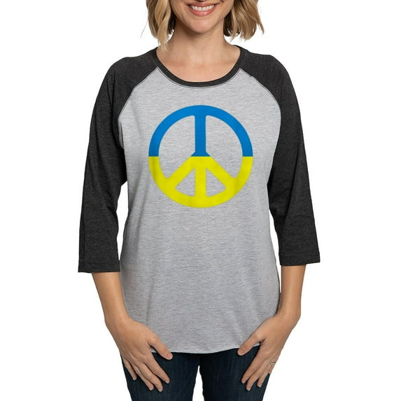 CafePress - Peace In Ukraine. Stand With U Long Sleeve T Shirt - Womens Baseball Tee