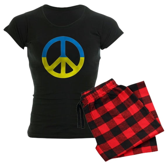 CafePress - Peace In Ukraine. Stand With Ukraine. Supp Pajamas - Women's Short Sleeve Print T-Shirt and Pants Dark Cotton Pajama Set