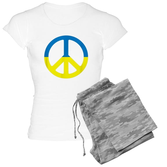 CafePress - Peace In Ukraine. Stand With Ukraine. Supp Pajamas - Women's Short Sleeve Print T-Shirt and Pants Light Cotton Pajama Set
