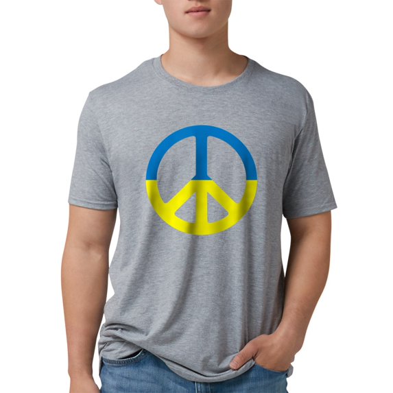 CafePress - Peace In Ukraine. Stand With Ukraine. Supp T Shirt - Mens Tri-blend T-Shirt