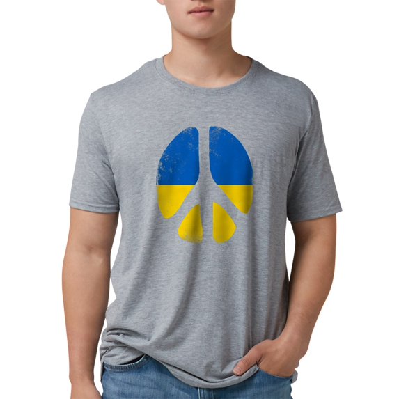 CafePress - Peace In Ukraine T Shirt - Mens Tri-blend T-Shirt