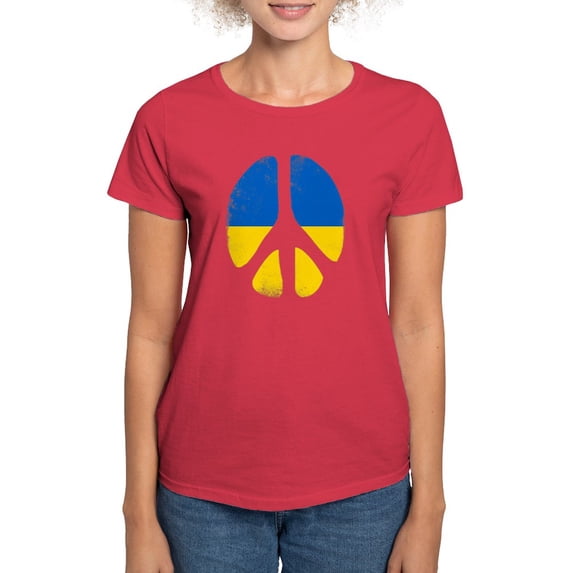 CafePress - Peace In Ukraine T Shirt - Women's Traditional Fit Dark T-Shirt