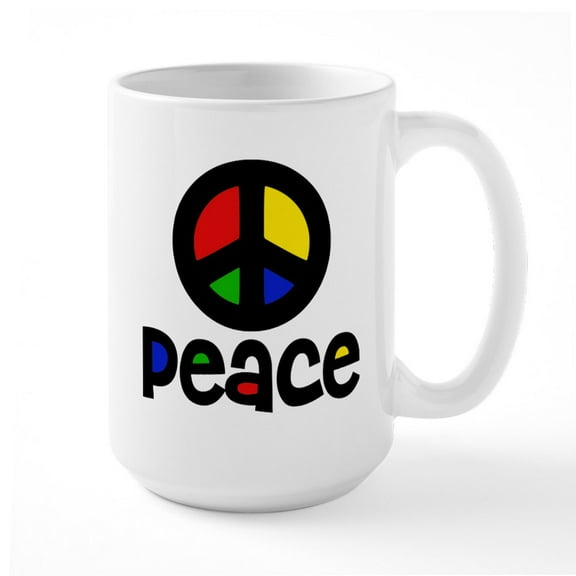 CafePress - Peace Large Mug - 15 oz Ceramic Large White Novelty Mug