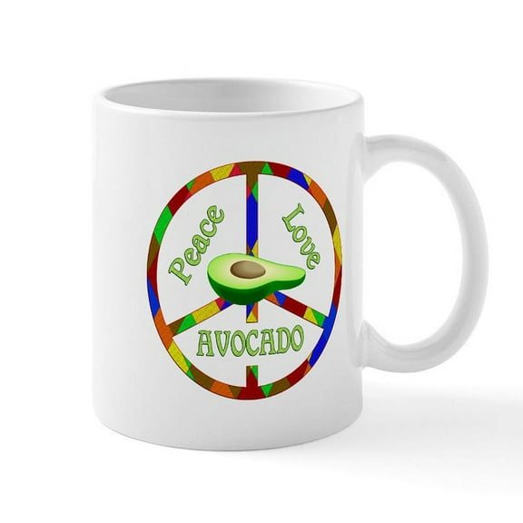 CafePress - Peace Love Avocado Mug - 11 oz Ceramic Mug - Novelty Coffee Tea Cup