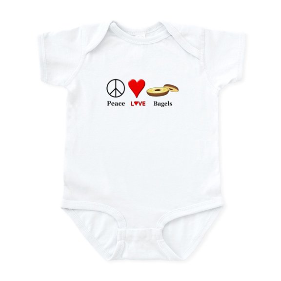 CafePress - Peace Love Bagels Infant Bodysuit - Baby Light Bodysuit, Size Newborn - 24 Months