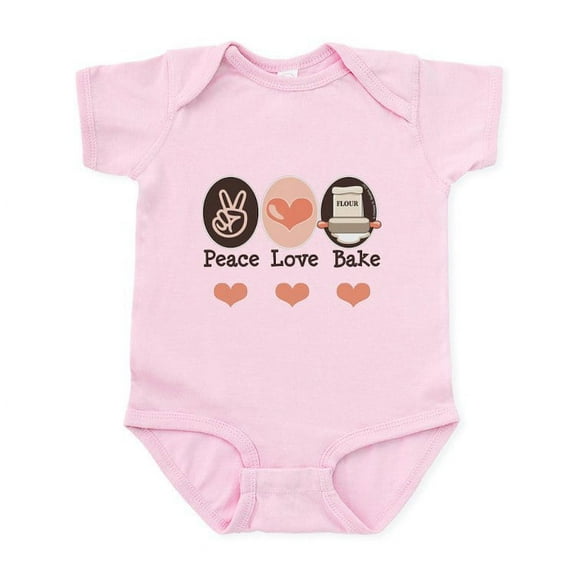 CafePress - Peace Love Bake Bakers Baking Infant Onesie - Baby Light Bodysuit, Size Newborn - 24 Months