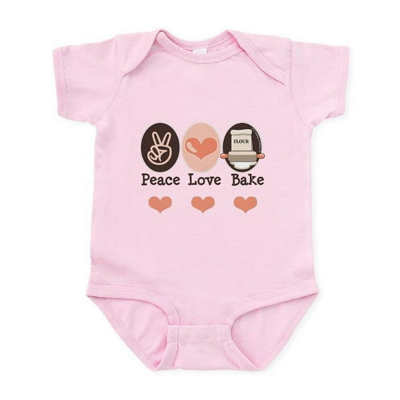 CafePress - Peace Love Bake Bakers Baking Infant Onesie - Baby Light Bodysuit, Size Newborn - 24 Months