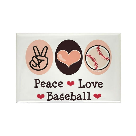 CafePress - Peace Love Baseball - Rectangle Magnet, 2"x3" Refrigerator Magnet