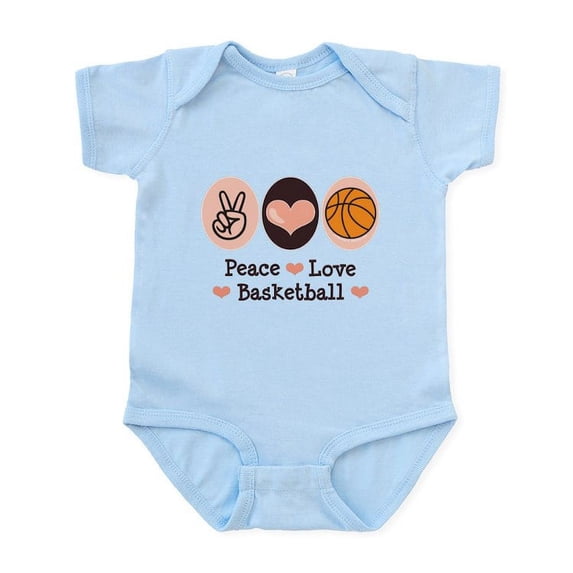 CafePress - Peace Love Basketball Infant Bodysuit - Baby Light Bodysuit, Size Newborn - 24 Months