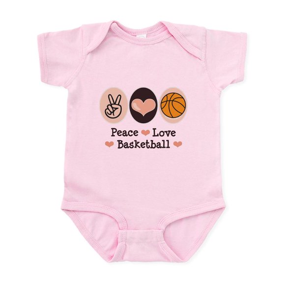 CafePress - Peace Love Basketball Infant Bodysuit - Baby Light Bodysuit, Size Newborn - 24 Months