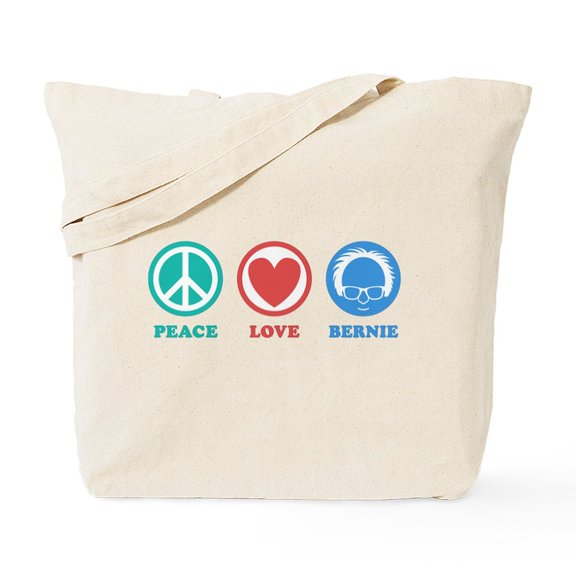 CafePress - Peace Love Bernie Icons Tote Bag - Unisex Canvas Tote Bag, Beige, 1-Piece