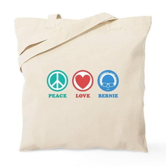 CafePress - Peace Love Bernie Icons Tote Bag - Unisex Canvas Tote Bag, Beige, 1-Piece