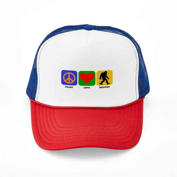 CafePress - Peace Love Bigfoot - Adjustable Unisex Printed Trucker Hat with Mesh Back