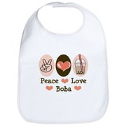 CafePress - Peace Love Boba Bubble Tea Bib - Cute Cloth Baby Bib, Toddler Bib