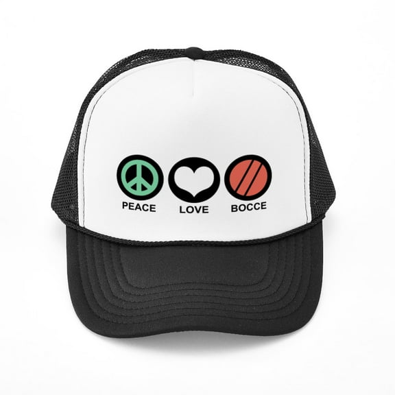 CafePress - Peace Love Bocce - Adjustable Unisex Printed Trucker Hat with Mesh Back