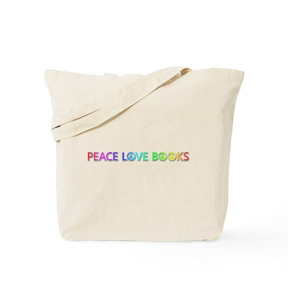 CafePress - Peace Love Books Tote Bag - Unisex Canvas Tote Bag, Beige, 1-Piece