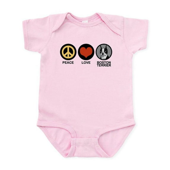 CafePress - Peace Love Boston Terrier Infant Bodysuit - Baby Light Bodysuit, Size Newborn - 24 Months