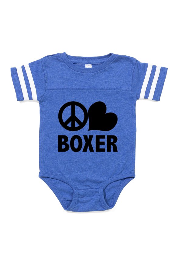 - Peace Love Boxer - Cute Infant Baby Football Bodysuit