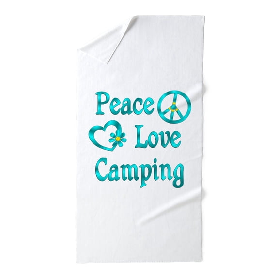 CafePress - Peace Love Camping - Large Beach Towel, Soft 30"x60" Towel with Unique Design